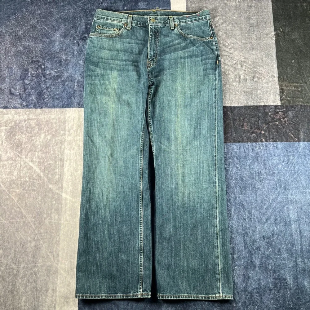 Y2K Banana Republic Relaxed Fit Blue Denim Jeans Mens 34X30 Whiskering Baggy